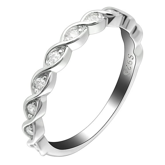 Shanti Anniversary Band Ring Sterling Silver Twist Cz Womens Ginger Lyne Collection