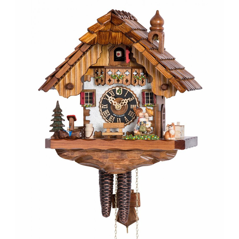 1 Day Chalet Black Forest Cuckoo Clock with Young Kissing Couple by