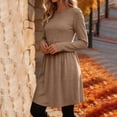 thumbnail image 5 of Ashirexll Casual Dresses for Women Winter Casual Pullover Long Sleeve Round Neck Solid Color Dress with Pockets, 5 of 7