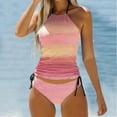 thumbnail image 2 of Kcodviy Women's Swimwear Tankini 2 Breast Support Swimsuits for Women Piece Normal Swimsuit Backless 2 Piece Printing Adjustable Print Color Padded Strap Bathing Suits Vacation Beach Wear, 2 of 4