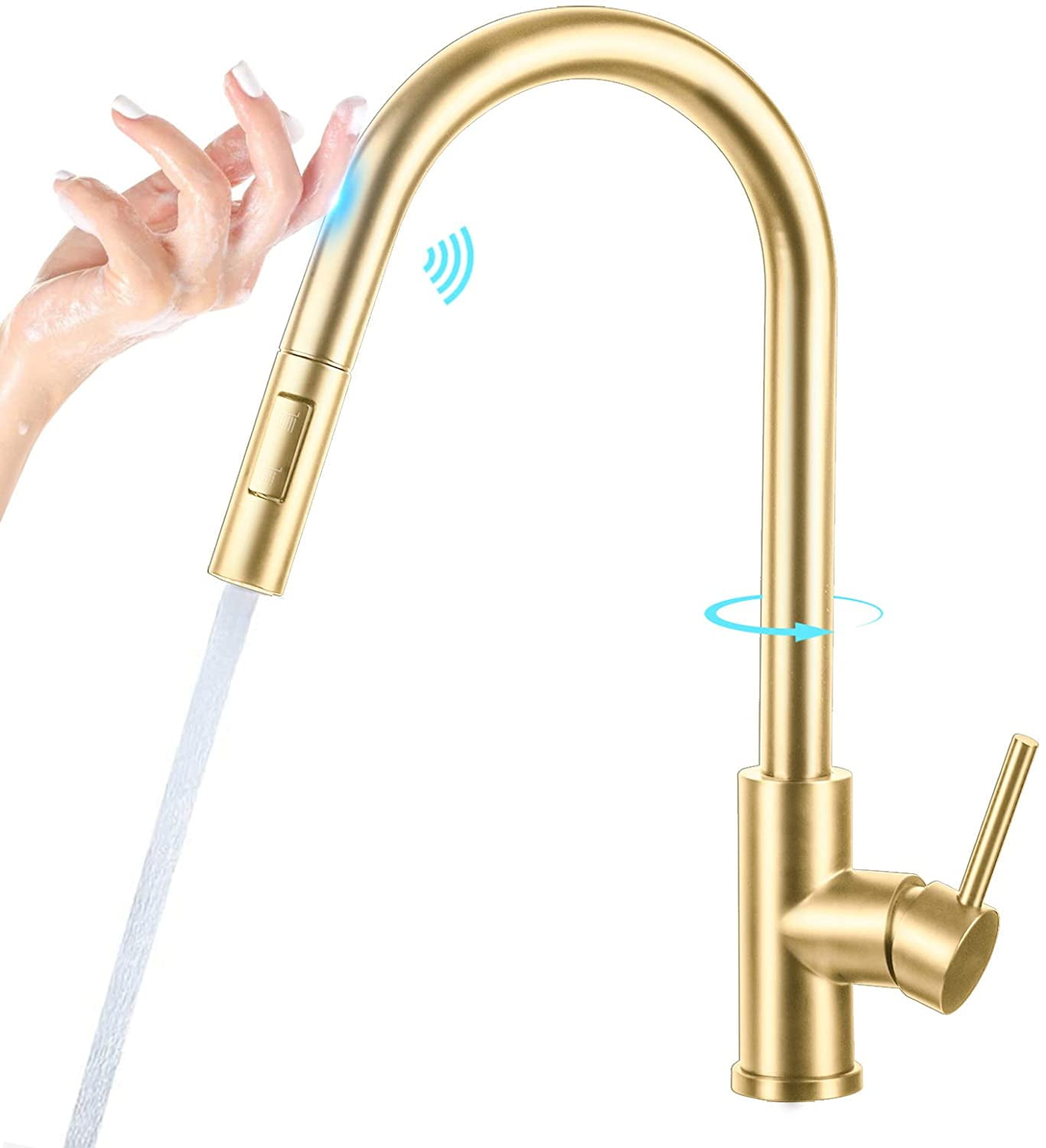 Stoneway, Kitchen Sink Faucet, Gold Touch with Pull Down Sprayer