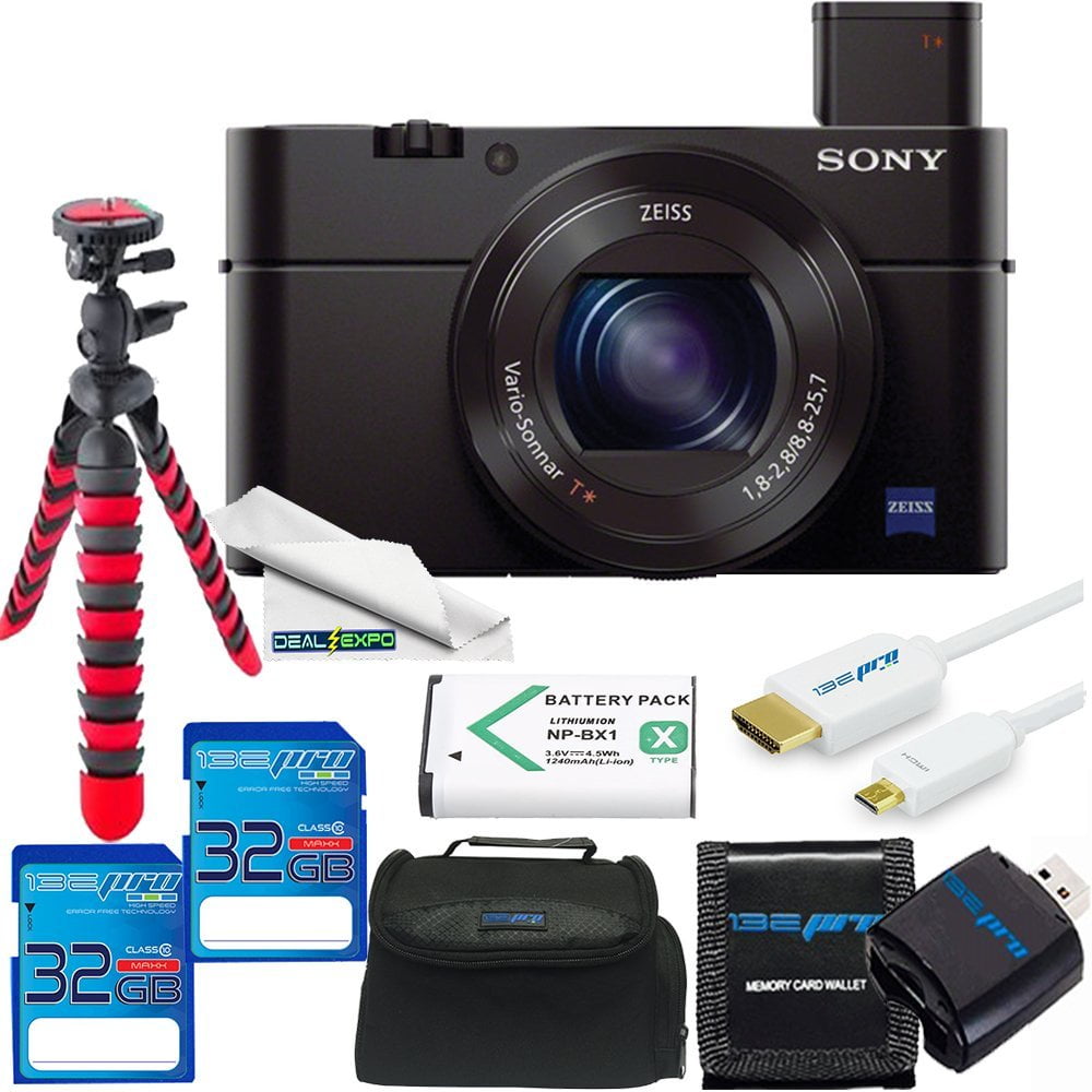 Sony Cybershot DSCRX100 III Digital Camera + 2x 32GB SD Card + SD Card Reader + SD Card Wallet