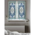 thumbnail image 5 of Blue Boho Curtains 45 Inch Length,Sheer Curtains for Bedroom Living Room Window Farmhouse Bohemian Medallion Oriental Flower Rod Pocket Drapes Kitchen Curtains Small Half Window 42"x45" 2 Panels, 5 of 7
