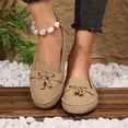 thumbnail image 2 of Womens Suede Penny Loafers Fashion Fringe Round Toe Stitching Flat Walking Shoes Lightweight Moccasins Driving Shoes Khaki Size 8, 2 of 8