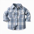 thumbnail image 2 of YIWULA Toddler Boy Girl Fall Flannel Shirt Kid Baby Long Sleeve Button Down Plaid Shirts(6-12 Months,Blue), 2 of 5