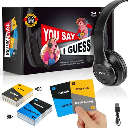 Huge Wave Party Games Board Games for Adults, Lip Reading Game Based On The Headphone Challenge, 2  Players 40,000 Funny Phrase Combos (Ages 17 )