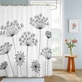 thumbnail image 4 of Shower Curtain Black Dandelion Shower Curtains for Bathroom Decor, Waterproof Polyester Shower Curtain Set with Hooks, Small Stall Size 36" x 72" White, 4 of 9
