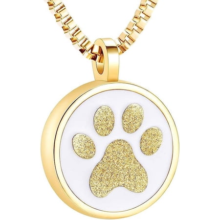 Stainless Steel Dog Tag Paw Print Urn Necklace Urn Pendant Necklace for Human Pet Ashes for Men Women Keepsake Cremation Jewelry