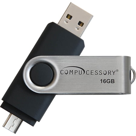 Compucessory, CCS26471, 16GB USB 2.0 Flash Drive, 1 Each, Silver,Black