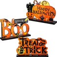 thumbnail image 1 of Halloween decoraciónes Adornos de mesa de madera con mensaje Feliz Halloween, letreros de decoración de mesa Cushaw naranja, decoraciones para fiestas de Halloween, 1 of 8