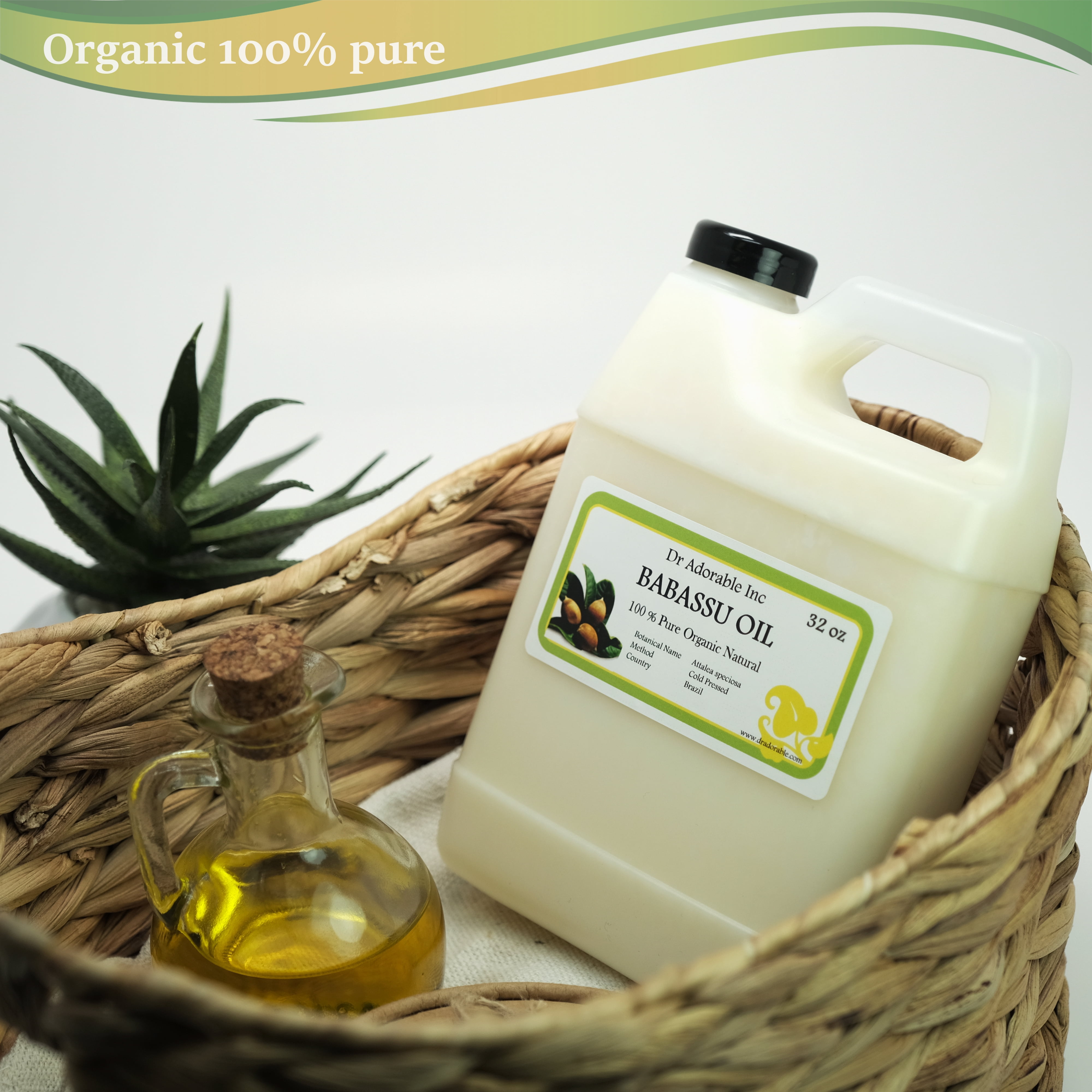 Dr. Adorable - 100% Pure Babassu Oil - Organic Cold Pressed Moisturizing Oil For Face Skin Hair - 32 oz