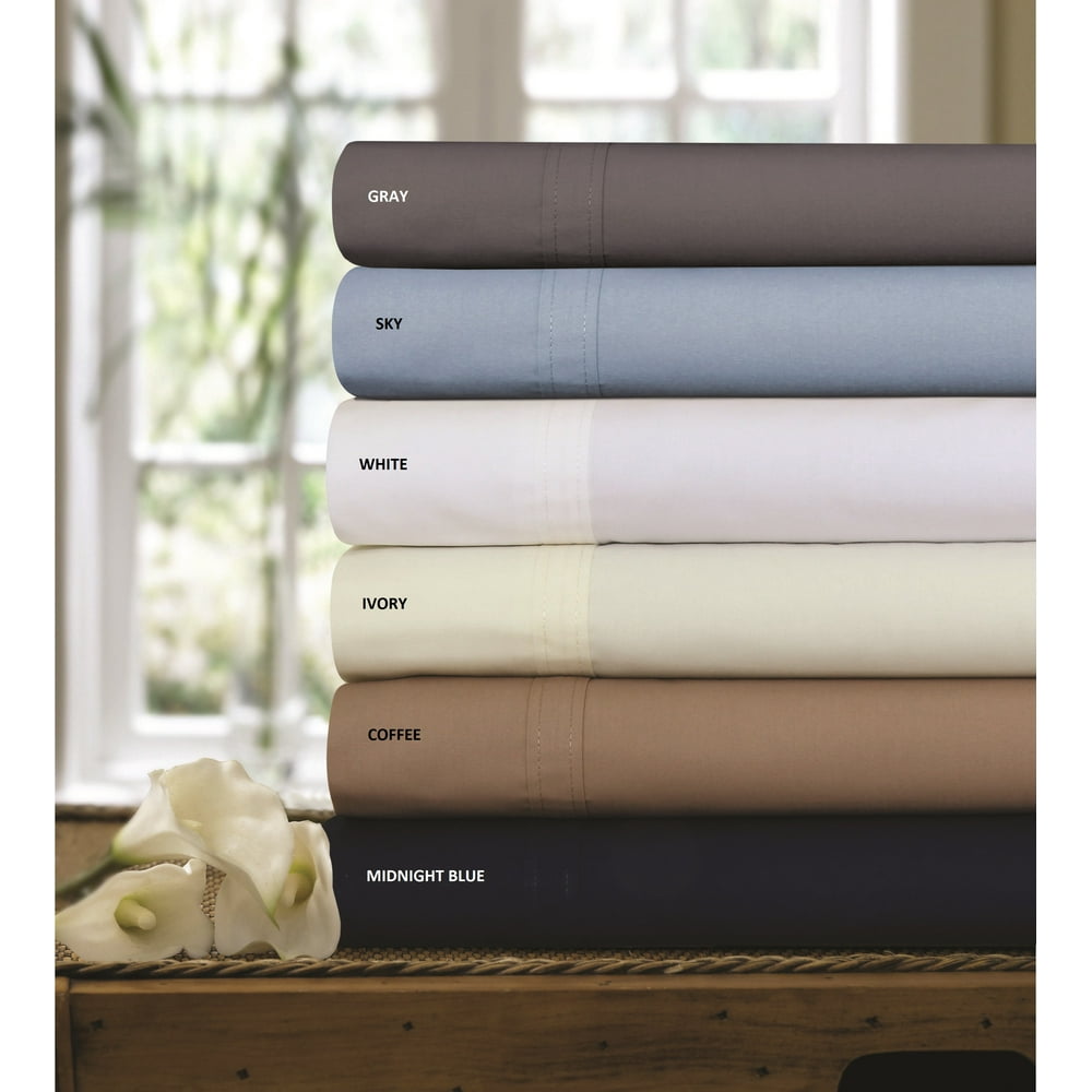 300 Thread Count Cotton Percale Solid Extra Deep Pocket Sheet Set Queen ...