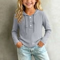 thumbnail image 2 of Abtuhar Fall Hooded Long Sleeve Tops for Girls Solid Casual School Base Layer Tops for 2-12 Years, 2 of 5
