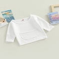 thumbnail image 3 of Chandail en Molleton à Col Rond pour Bébé Garçon Fille avec Poche, Couleur Unie, Manches Longues, Hauts Décontractés, Rouge Brunâtre 1-2 Ans, 3 of 8