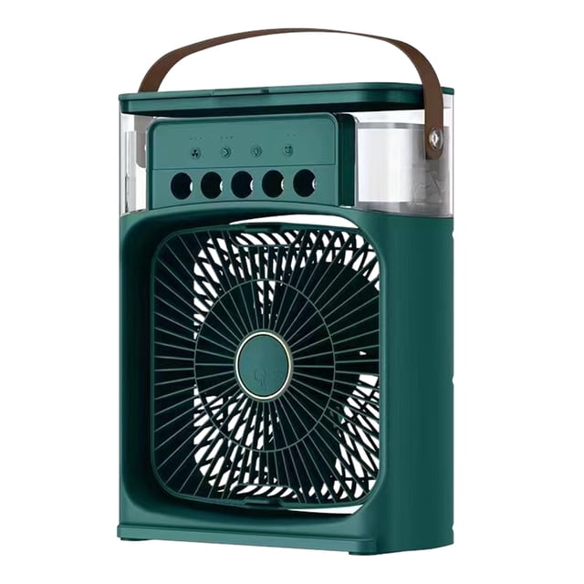 Humidificador portátil, ventilador, luz nocturna RGB, ajuste de 3 velocidades, mini aire acondicionado