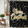 thumbnail image 3 of Shower Curtain 72"W x 78"L Merry Christmas Golden Snowflake Polka Dots Black Fabric Shower Curtains Set with Hooks Water Repellent Bathroom Curtains Machine Washable Bathroom Accessories, 3 of 9
