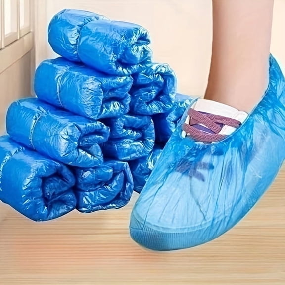 100-Pack Waterproof Disposable Shoe Covers, Non-Slip Elastic Overshoes, Dustproof Disposable Boot Covers for Home Cleaning, Medical, Construction & Indoor Floor Protection