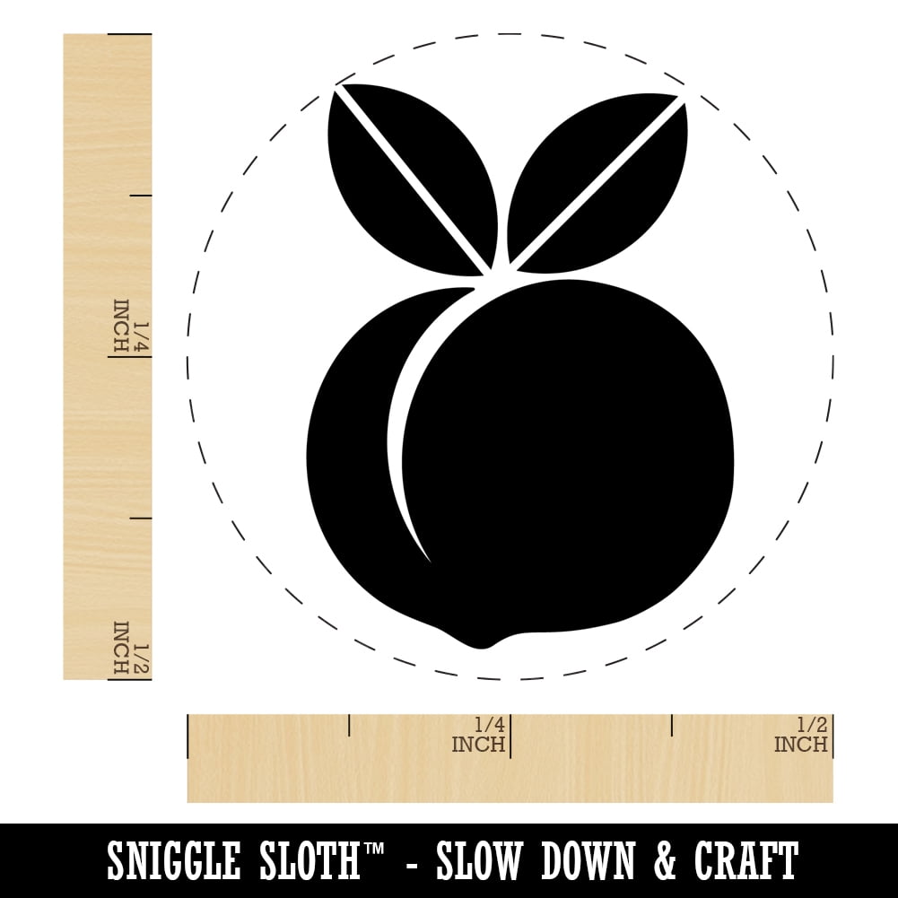 Plump Peach Self-Inking Rubber Stamp Ink Stamper - Black Ink - Mini 1/2 Inch