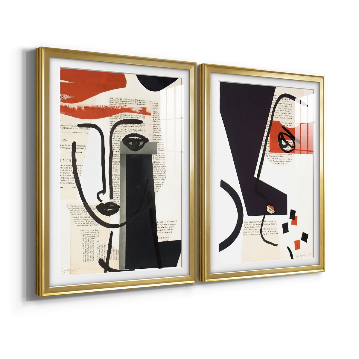 Wexford Home Faces of A Century V Premium Framed Print, 18.5" x 24.5" - Ready to Hang, Gold (Set of 2)