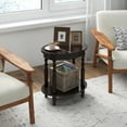 thumbnail image 2 of Gymax 2-Tier End Table Oval Compact Sofa Side Nightstand w/ Storage Shelf Espresso, 2 of 9