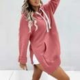 thumbnail image 2 of Holzkary Women's Casual Pullover Sweatshirt Long Sleeve Split Hem Hoodie Dress with Pocket Fashion Casual Warm Sweatshirt Long Sleeve O Neck Soft Solid Shirt Ladies Winter Sweatshirts Tops Pink S, 2 of 8
