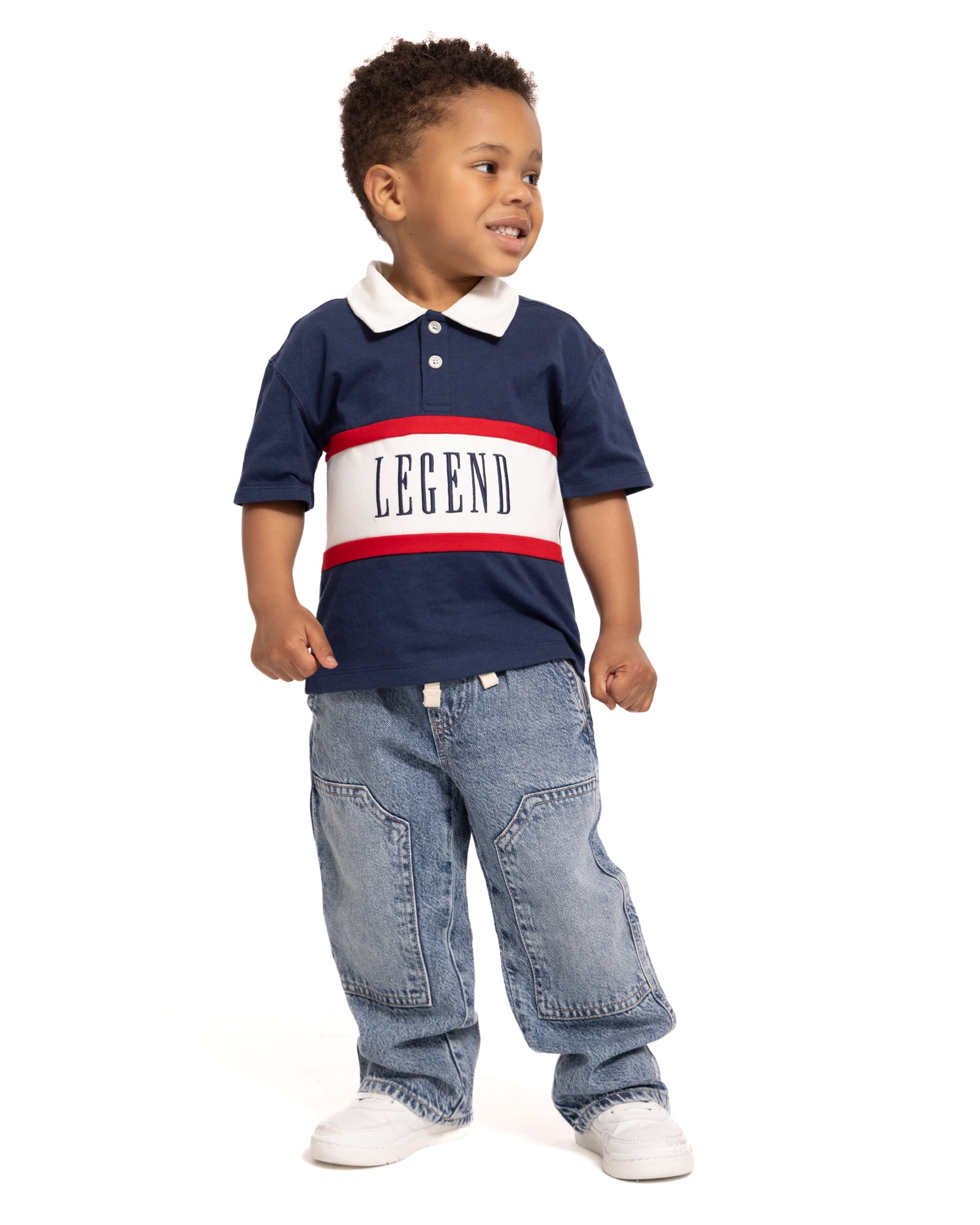 Wonder Nation Toddler Boys Rugby Polo Shirt with Short Sleeves, Sizes 12M-5T