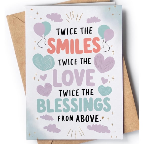 Tarjeta de Felicitación para Baby Shower de Gemelos