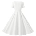 thumbnail image 6 of Makaor Wedding Guest Dresses for Girls Button Ruched A Line Dress Collared Short Sleeve Formal Dresses Empire Waist Midi Birthday Party Dresses, 6 of 6