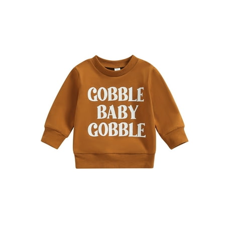 

Wassery Infant Baby Girl Boy Thanksgiving Sweatshirt Long Sleeve Crew Neck Letter Printed Pullover Tops 0-3T Toddler Thanksgiving Day Clothes