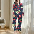 thumbnail image 4 of successthop Cherry Pajamas for Women Long Sleeve Lapel Button Down Nightwear and Pj Pant Print Sleepwear with Pockets L, 4 of 7