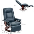 thumbnail image 3 of Faux Leather Manual Recliner, Adjustable Swivel Lounge Chair with Footrest, Armrest and Wrapped Wood Base for Living Room, Blue, 3 of 18