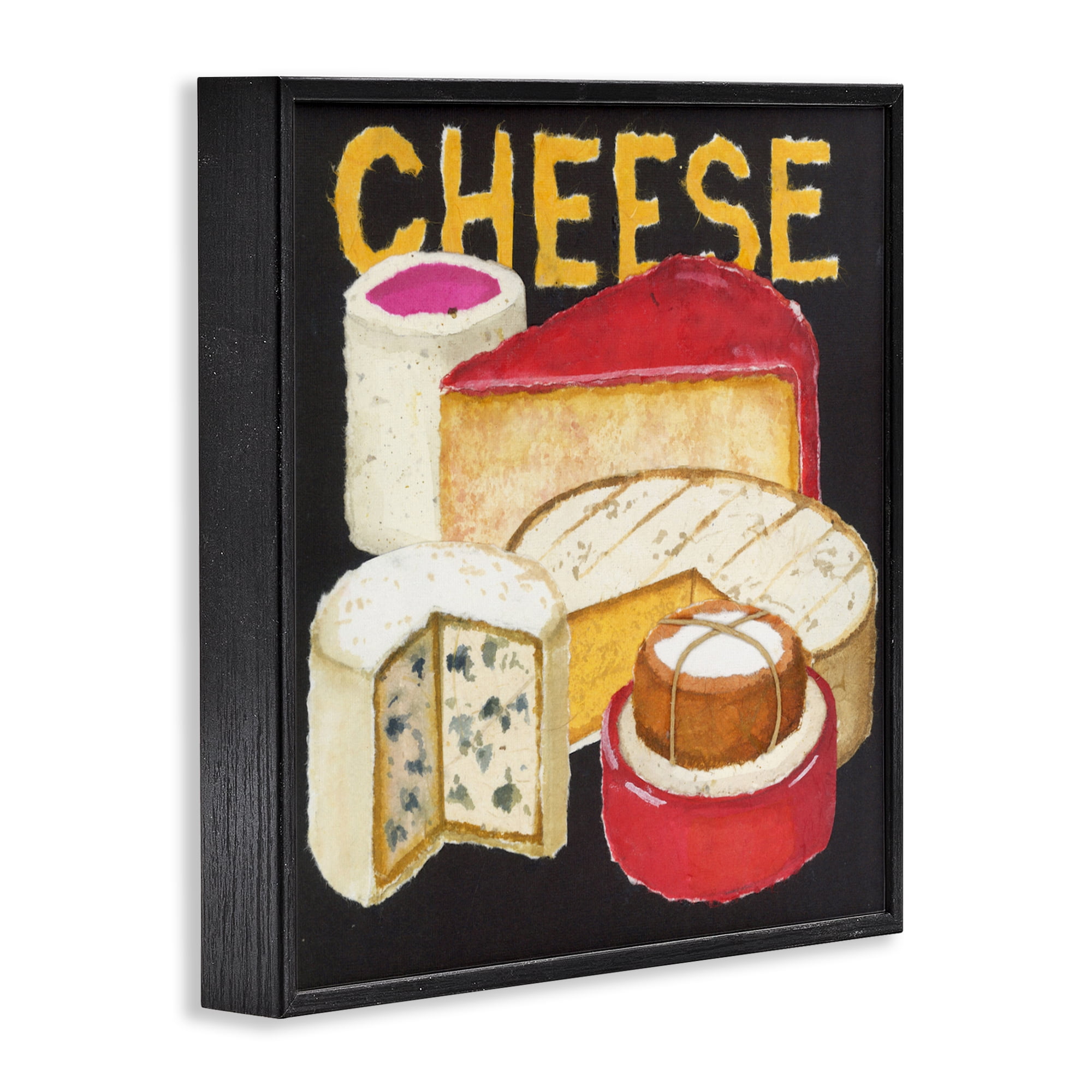 Stupell Industries Assorted Cheese Wheels Black Framed Giclee Art, design by Nancy Overton