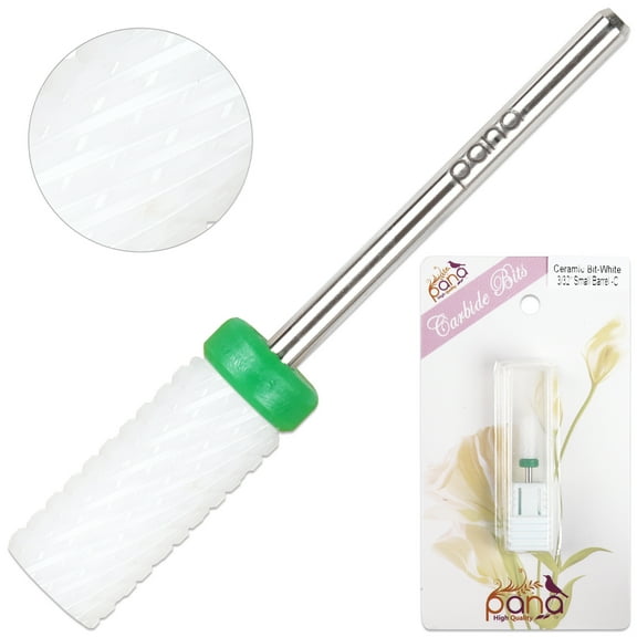 Pana 3/32" White Ceramic Small Barrel Nail Drill Bit - Coarse Grit