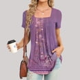thumbnail image 1 of Fiudx Camisas para Mujer Blusa Holgada de Manga Corta con Cuello Redondo Informal Estampada a La Moda para Mujer, 1 of 5
