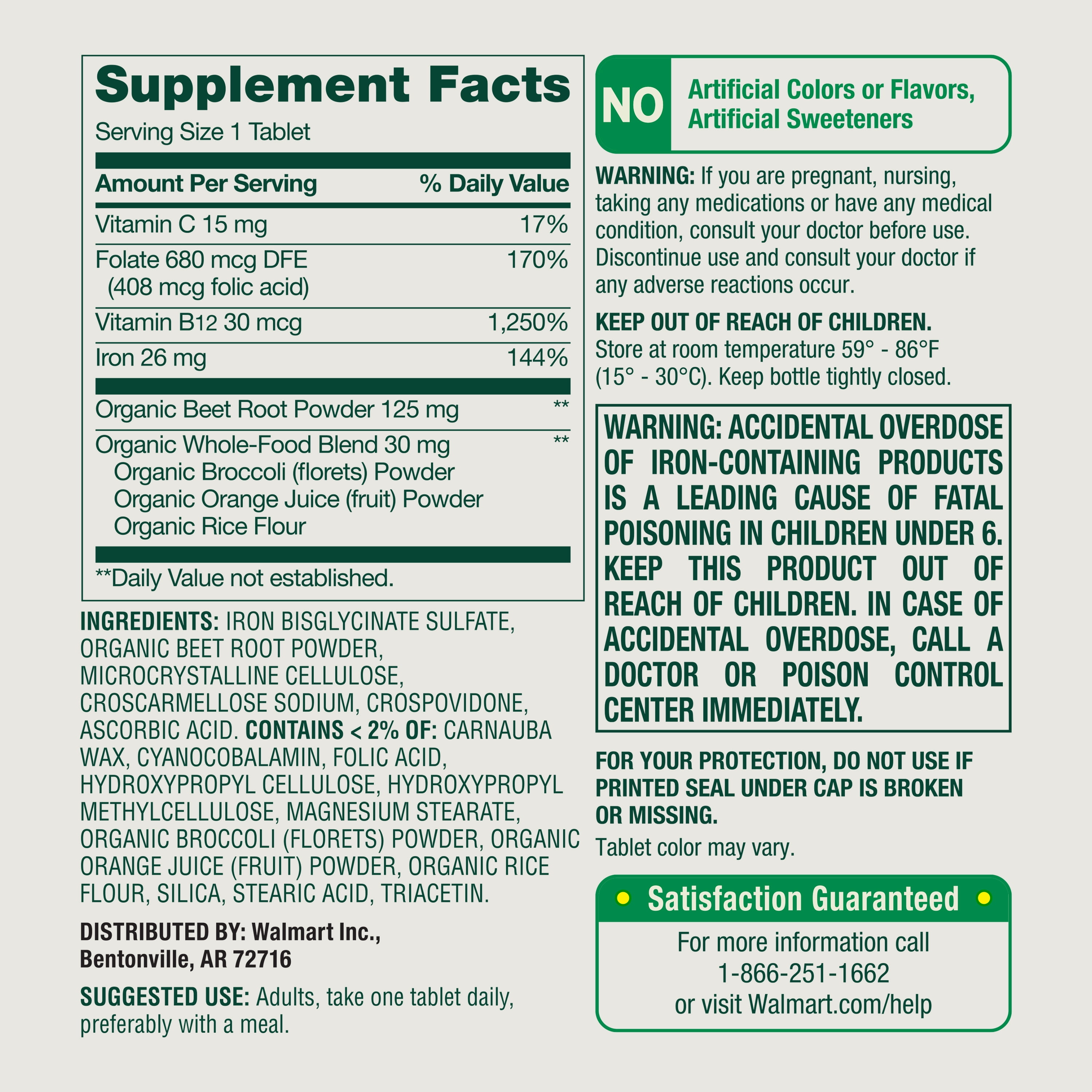 Spring Valley Blood Fortifier* with Iron for General Wellness Tablets, 60 Count