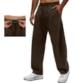 thumbnail image 2 of GUZOM Mens Lounge Pants Brown Loose Fit Sweatpants Casual 100% Polyester Soft Relaxed Fit with Drawstring Waist Pockets,Size M, 2 of 9