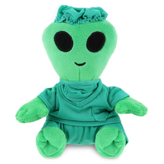 DolliBu Green Alien Doctor Plush Toy - Super Soft Alien Doctor Stuffed Animal Dress Up with Cute Scrub Uniform and Cap Outfit - Fluffy Doctor Toy Plush Gift - 6 Inches