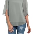 thumbnail image 2 of Blusa de gasa para mujer, Top de cuello redondo para mujer, Top informal de gasa de media manga, Top de gasa de media manga, construcción robusta, 2 of 5