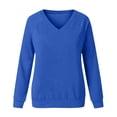 thumbnail image 2 of cocolona Womens V Neck Pullover Sweatshirts Solid Color Basic Casual Tunic Fall Tops, 2 of 6