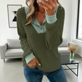 thumbnail image 5 of Womens Button Up Sweatshirt, Long Sleeve Pullover for Women Fall Fashion Loose Fit Solid Color Ribbed Lapel V Neck Sweaters, 5 of 8