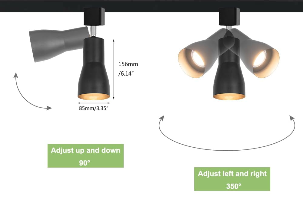 KAYYELAMP 3Pcs Adjusted Angle Rotated Degree H-Type Focusing Lighting Dimmable Remote Track Lamp Black Metal Vintage Design for Kitchen Bar Loft Store