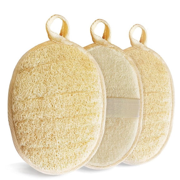Natural Loofah Sponge Exfoliating Body Scrubber,Eco-Friendly Shower Luffa Sponge, Loofah for Women and Men 3 Pack