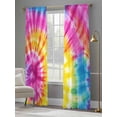 thumbnail image 4 of Round Corlorful Tie-dye Sheer Curtains 84 Inches Long 2 Panels Blue Watercolor Retro Ethnic Style Light Filtering Semi Sheer Window Curtains Drapes for Bedroom Living Room 52"x84", 4 of 7