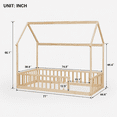thumbnail image 7 of Miniyam Twin Size House Floor Bed for Kids, Wood Low Profile Bed Frame with Guardrails, Natural, 7 of 7