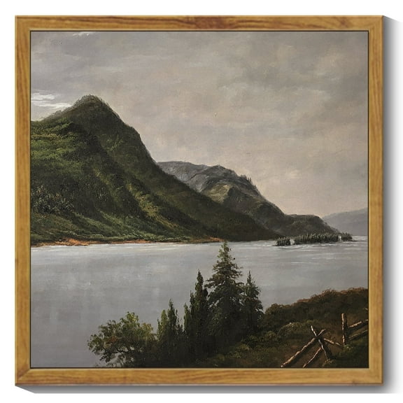 Drsoum Vintage Mountain River Scenery Wall Decor Landscape Canvas Wall Art Hallway Bathroom Office Decor 10x10in Natural Framed