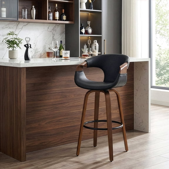 Berkeley Beige Upholstered Fabric Counter Stool with Natural Wood Accent Legs