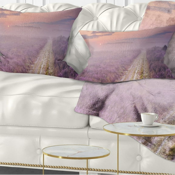 Designart 12" x 20" Purple Polyester Throw Pillow