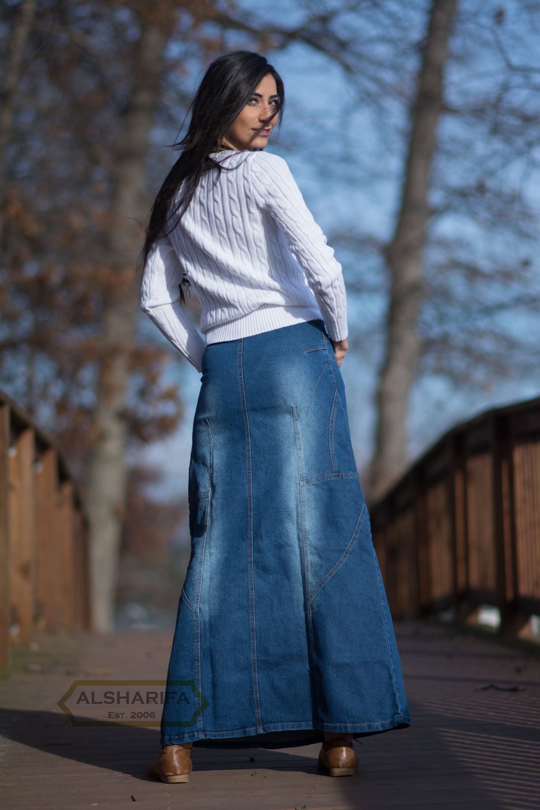 Plus size long top denim skirts qvc