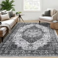 thumbnail image 5 of GlowSol 8' x 10' Area Rug Vintage Floral Rug Non-Shedding Non Slip Carpet Distressed Floor Carpet for Dining Room Office, Gray, 5 of 7