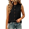 thumbnail image 6 of Ashirexll Summer Tops for Women Summer Stand Collar Sleeveless Casual Shirt with Pockets Top for Spring, 6 of 7